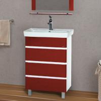 Тумба с раковиной Misty Прима 50 красная эмаль
