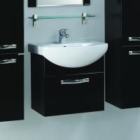 Тумба с раковиной Aquaton Ария 50 черный глянец