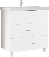 Тумба под раковину Marka One Mix 70Н с 3 ящиками, белый глянец, ручки рейлинг