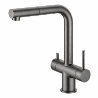 Смеситель для кухни Gappo G4397-79 с выдвижным изливом, оружейная сталь
