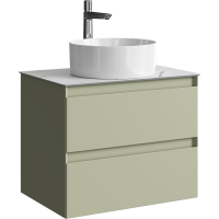 Тумба с раковиной Aqwella 5 stars Geometria 65 подвесная 2 ящика, зеленый шалфей, столешница белый мрамор