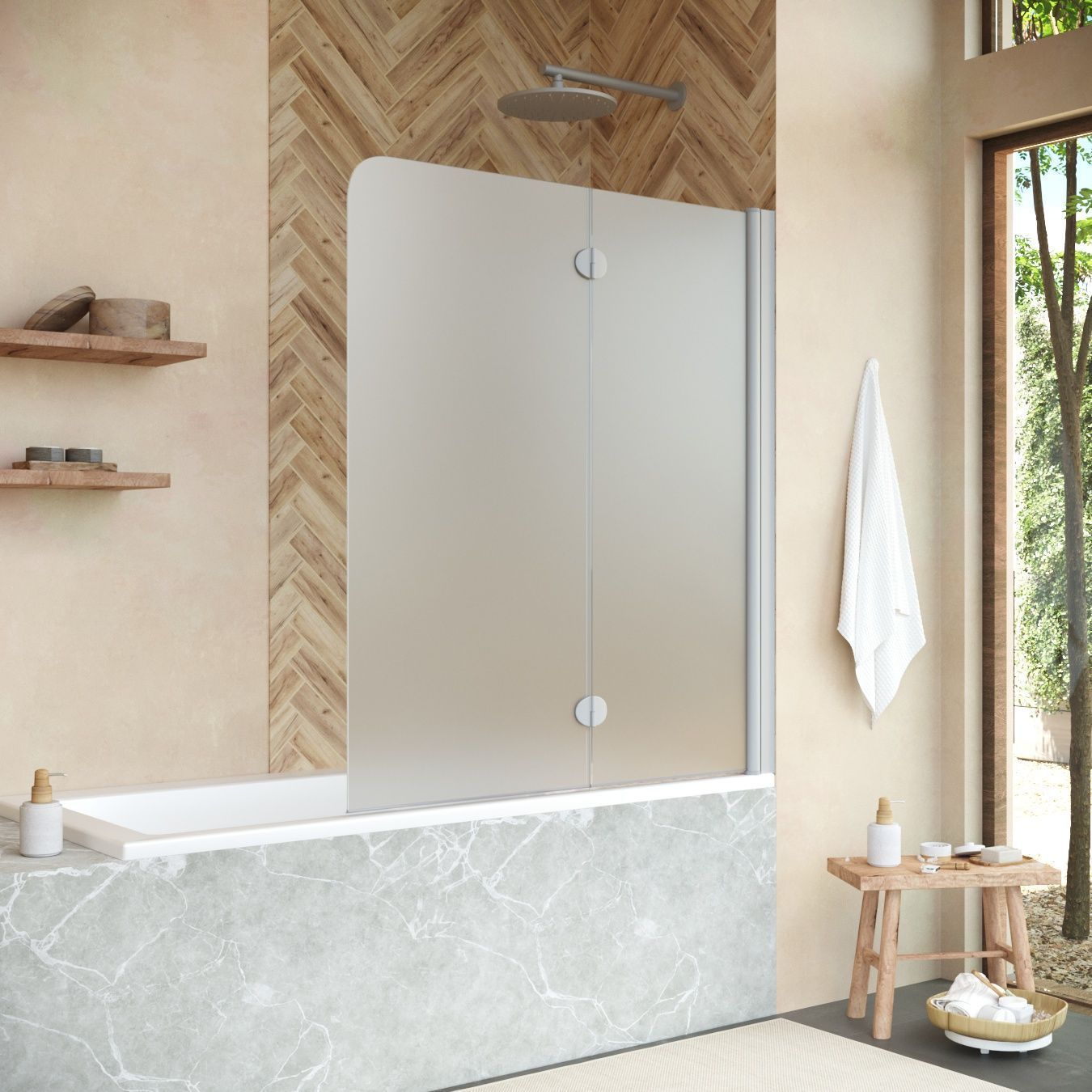 Шторка на ванну Vegas Glass E2V NOVO 120 07 10 R профиль матовый хром, стекло сатин