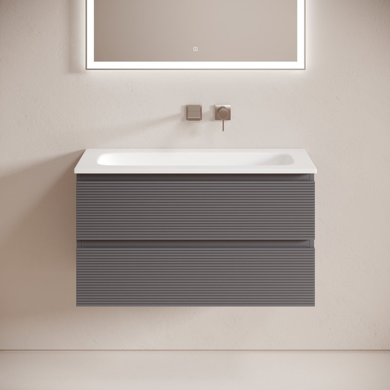 Тумба с раковиной Sancos Folk 90 grey soft, раковина CN7019wx