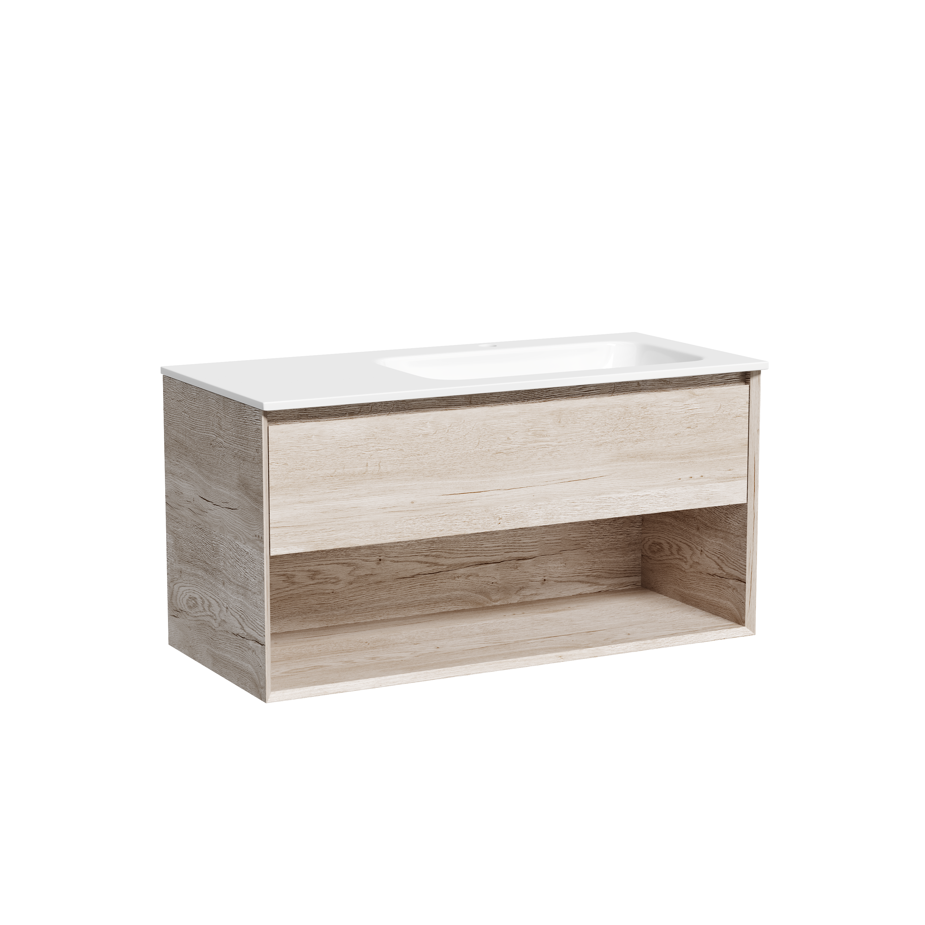 Тумба с раковиной Sancos Marmi 1.0 100 дуб галифакс натуральный правая, MR1.0100REG