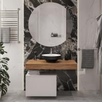 Мебель для ванной Stworki Ольборг 100 столешница дуб французский, без отверстий, с тумбой 50, с раковиной Vitra Water jewels