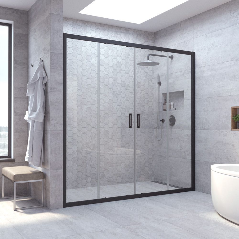 Душевая дверь в нишу Vegas Glass Z2P NOVO 150 02М 01 профиль черный матовый, стекло прозрачное