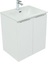 Тумба с раковиной Aquanet Алвита new 60 подвесная, белая матовая, с дверками