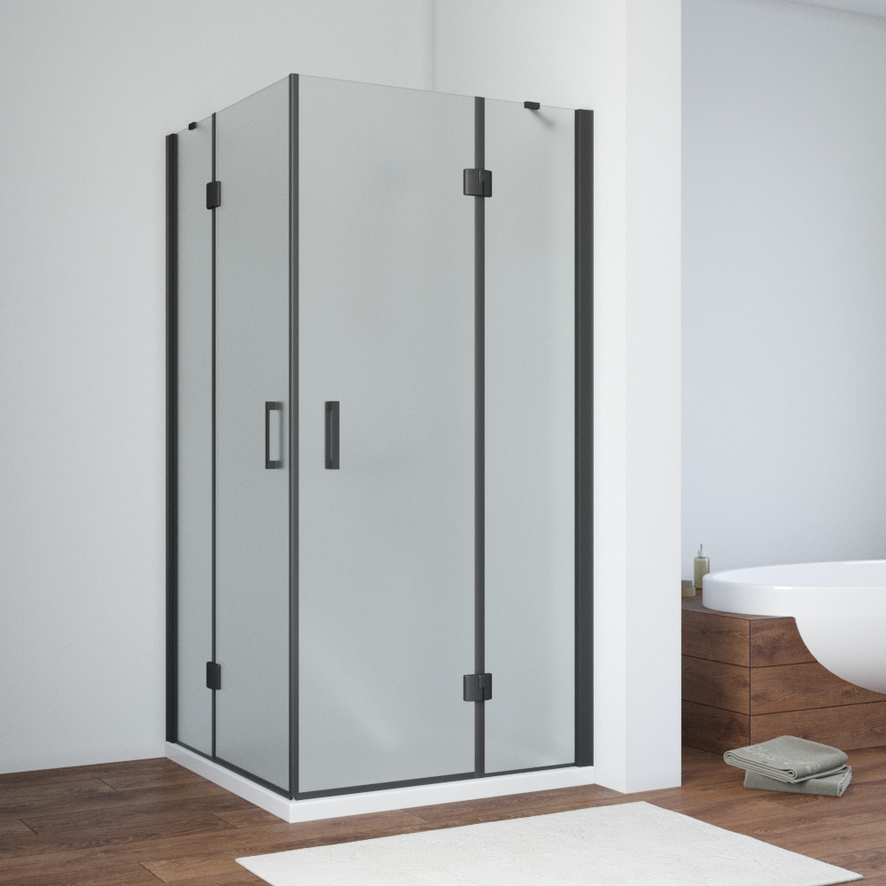 Душевой уголок Vegas Glass AFА NOVO 120 02М 10, профиль черный матовый, стекло сатин