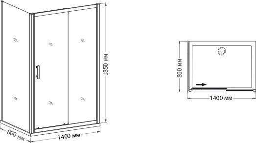 Душевой уголок RGW Passage PA-45 1400x800x1850 профиль хром