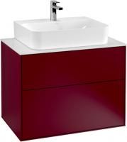 Тумба с раковиной Villeroy & Boch Finion 80 peony matt lacquer, glass white matt, с настенным освещением
