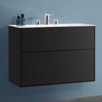 Тумба с раковиной Villeroy & Boch Finion 80 black matt lacquer, с настенным освещением