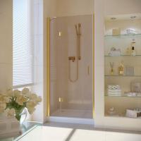 Душевая дверь в нишу Vegas Glass AFP LUX 120 09 05 L профиль золото глянцевое, стекло бронза