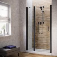 Душевая дверь в нишу Vegas Glass EP-F-1 LUX 140 02М crystalvision L профиль черный матовый, стекло crystalvision