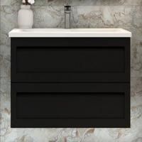 Тумба с раковиной Art&Max Platino 75 подвесная, черная матовая