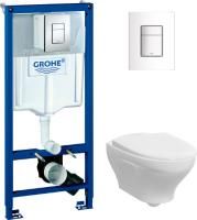 Инсталляция для унитаза Grohe Rapid SL 38772001 3 в 1 с кнопкой смыва + унитаз подвесной Gustavsberg Estetic Hygienic Flush белый