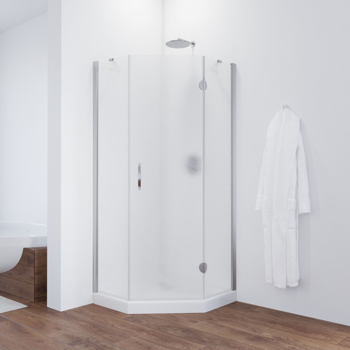 Душевой уголок Vegas Glass AFA-Pen TUR NOVO h1890 100 08 02 R, профиль глянцевый хром, стекло шиншилла