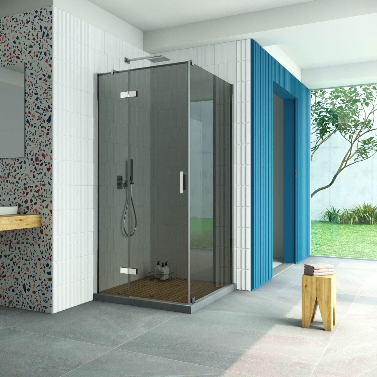 Душевой уголок Vegas Glass AFP-Fis Retta 120*80 08 07 L, профиль глянцевый хром стекло графит