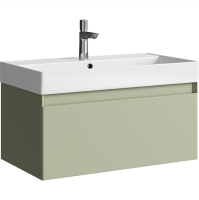 Тумба с раковиной Aqwella 5 stars Geometria 80 подвесная, 1 ящик, шалфей зеленый