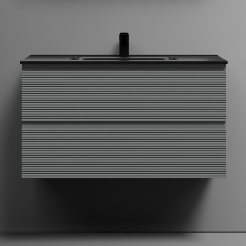 Тумба с раковиной Sancos Folk 90 Ergraut soft, раковина CN7002MB