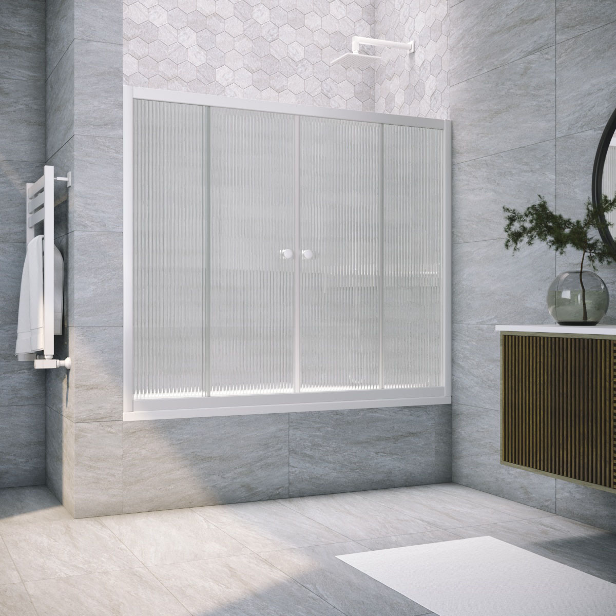 Шторка на ванну Vegas Glass  Z2V NOVO 160 01 Moru, профиль белый, стекло Moru