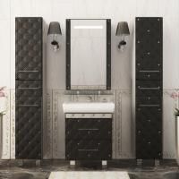 Мебель для ванной Misty Гранд Lux 70 черно-белая кожа cristallo