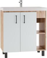 Тумба с раковиной Домино Craft 80 дуб вотан, белая