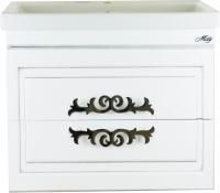 Тумба с раковиной Misty Дели 60 белая, патина серебро