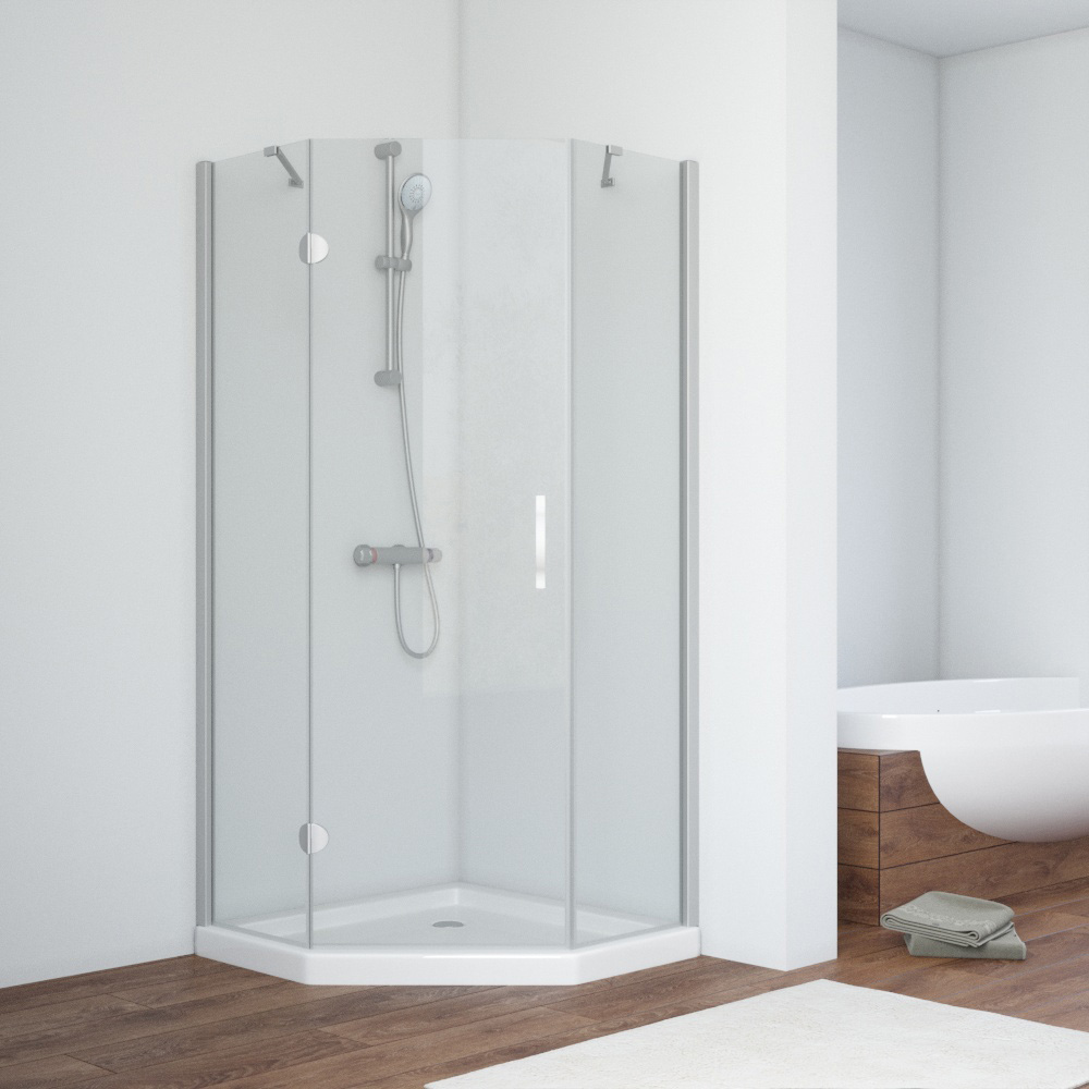 Душевой уголок Vegas Glass AFA-Pen NOVO 100 07 crystalvision L, профиль матовый хром, стекло crystalvision