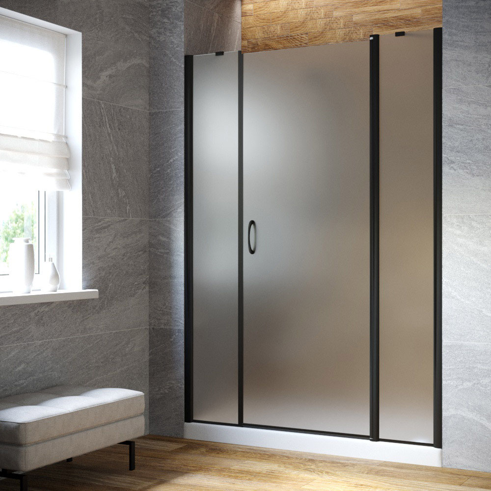 Душевая дверь в нишу Vegas Glass EP-2F LUX 180 02М 10 R, профиль черный матовый, стекло сатин