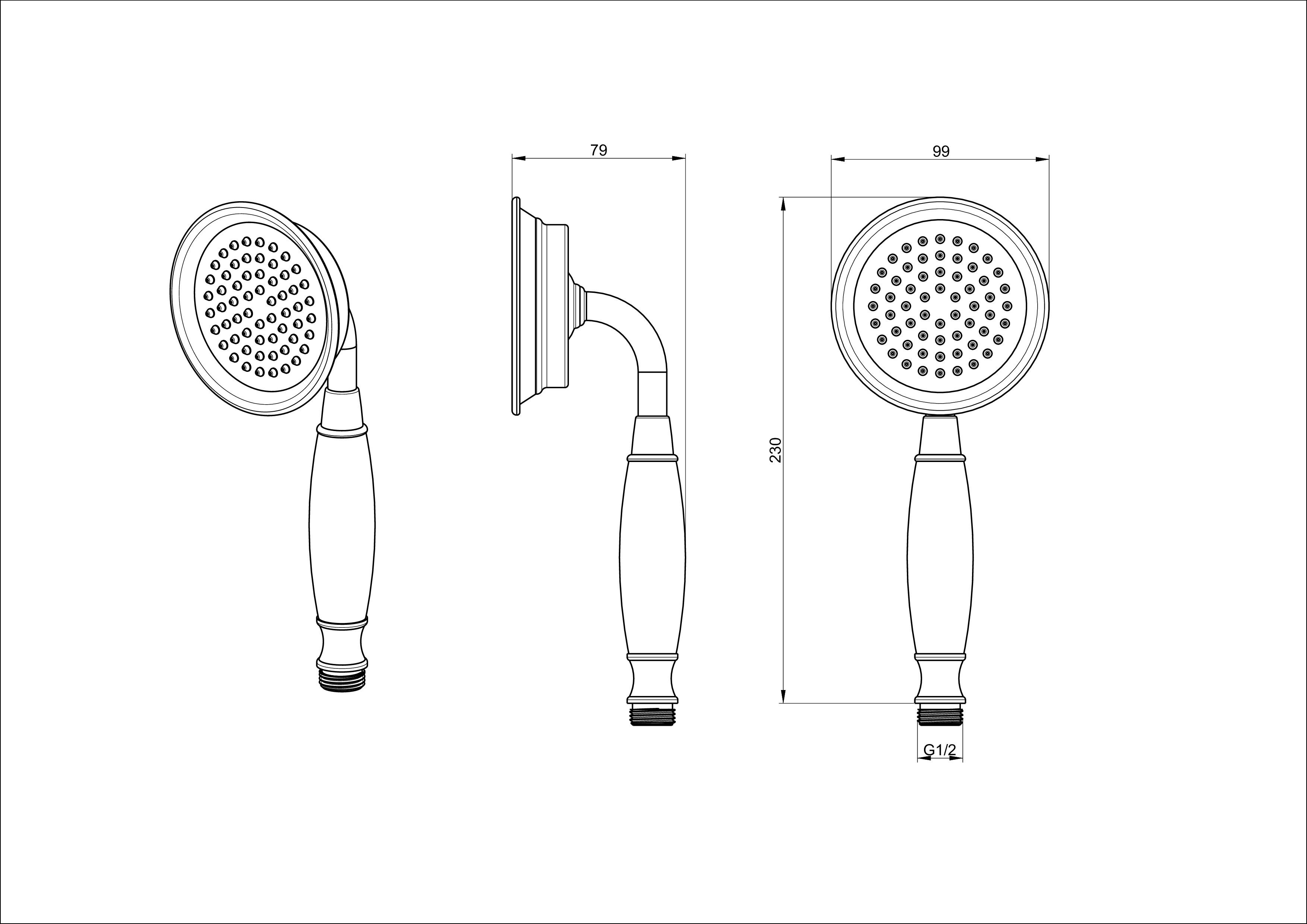 Лейка для душа Wonzon & Woghand WW-88SC07-MB