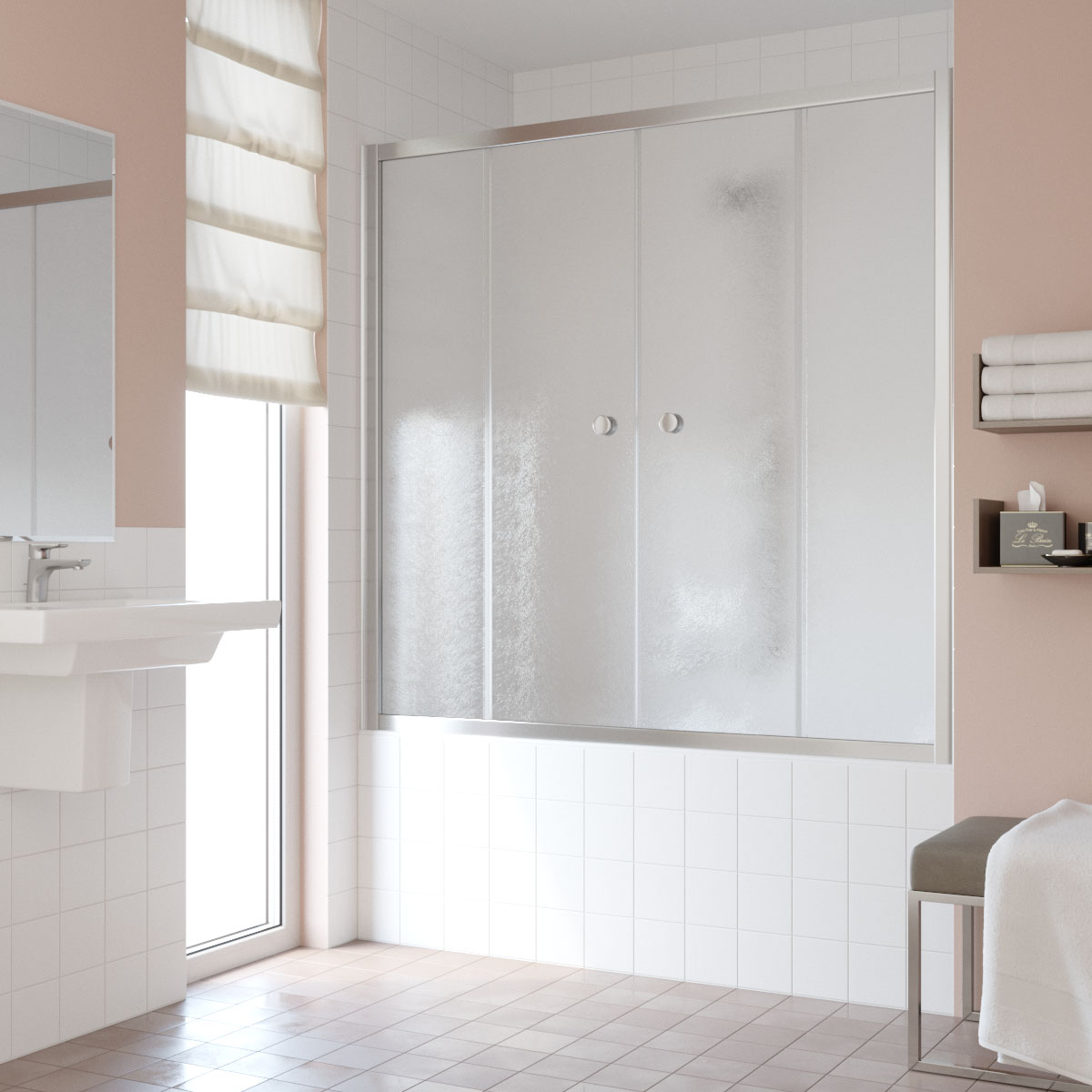 Шторка на ванну Vegas Glass  Z2V TUR NOVO 150 08 02, профиль глянцевый хром, стекло шиншилла