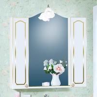 Зеркало-шкаф Бриклаер Лючия 85 белый глянцевый, золото