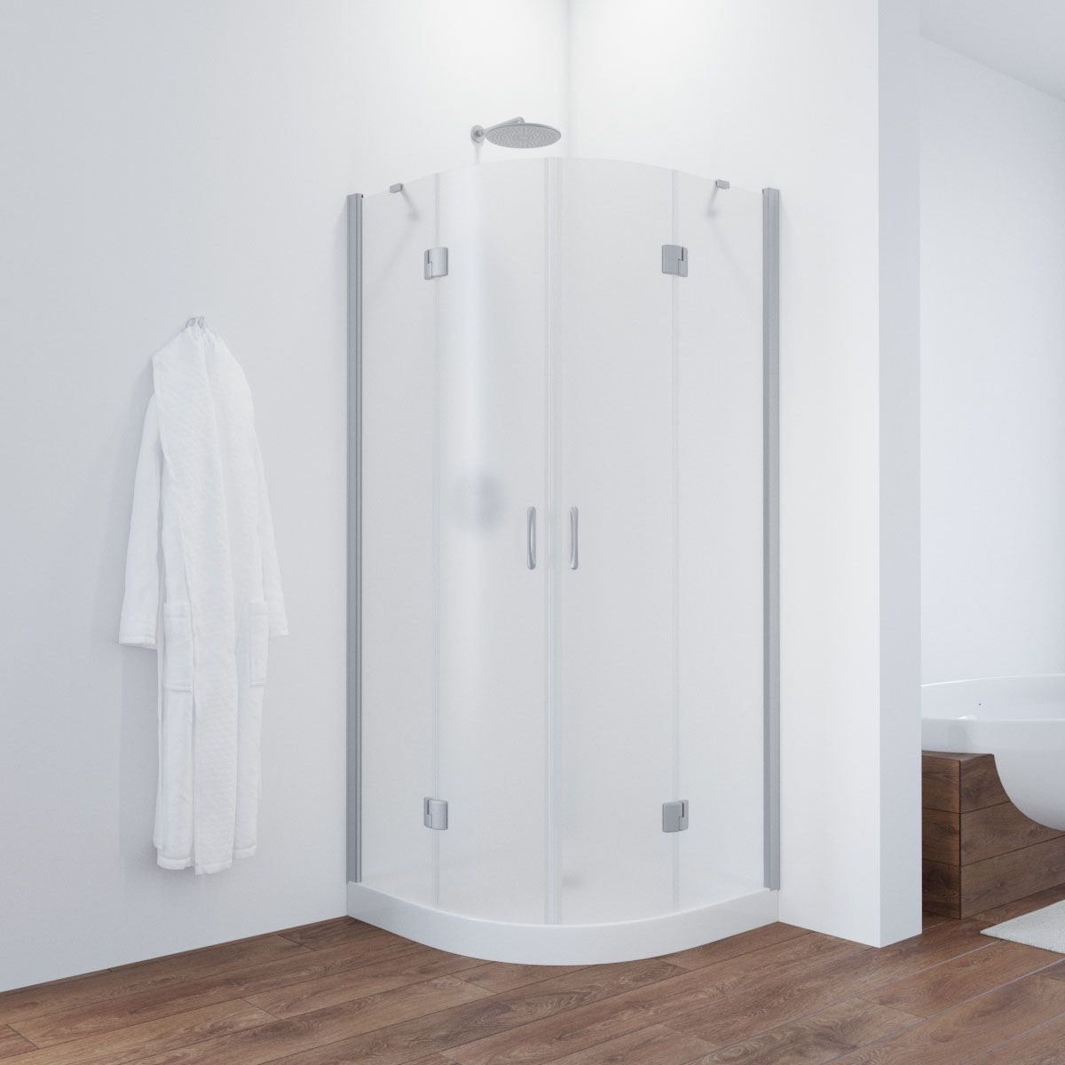 Душевой уголок Vegas Glass AFS NOVO 120 07 10 профиль матовый хром, стекло сатин