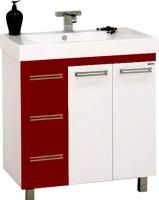 Тумба с раковиной Misty Моника 75 бело-красная эмаль