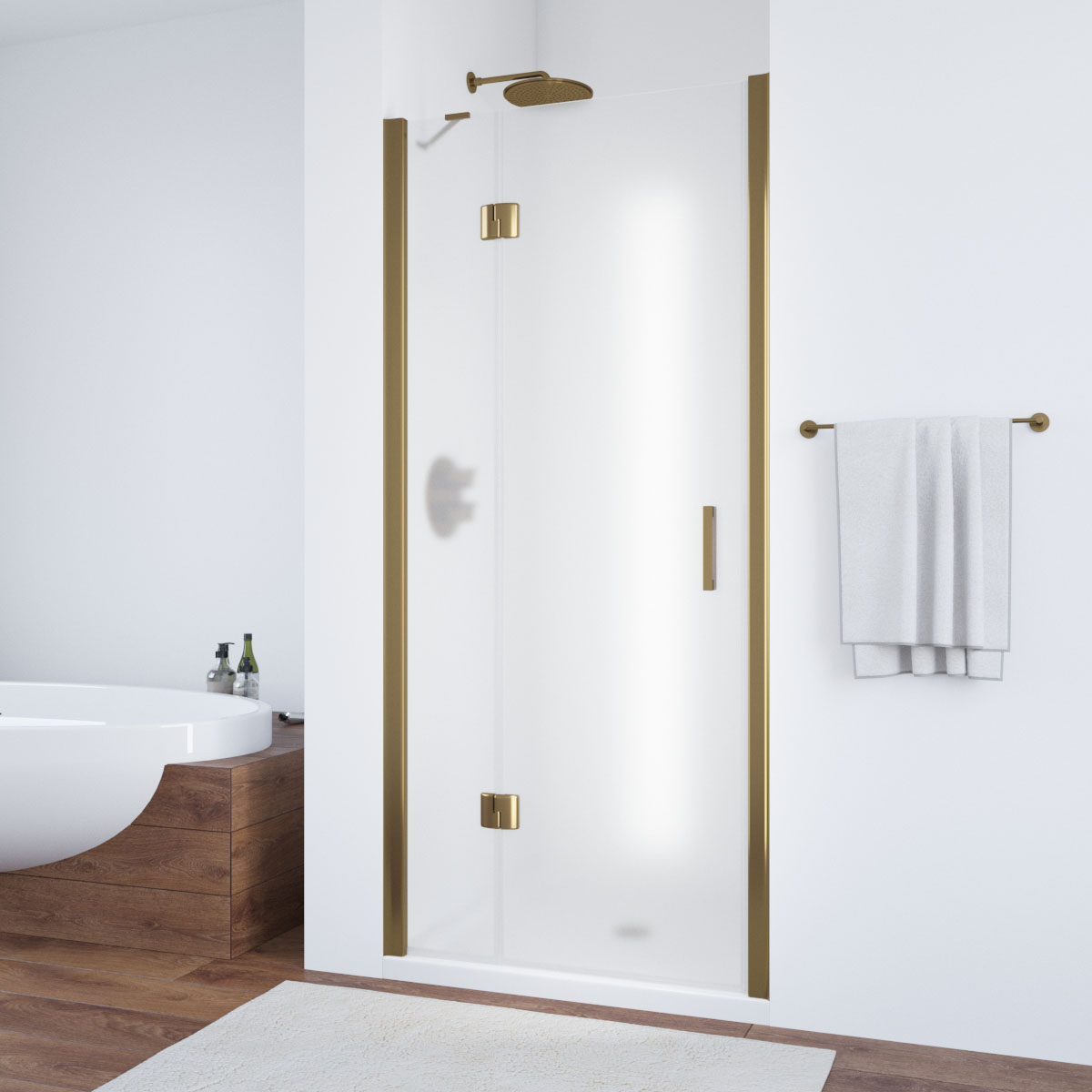 Душевая дверь в нишу Vegas Glass AFP NOVO 120 05 10 L, профиль бронза, стекло сатин