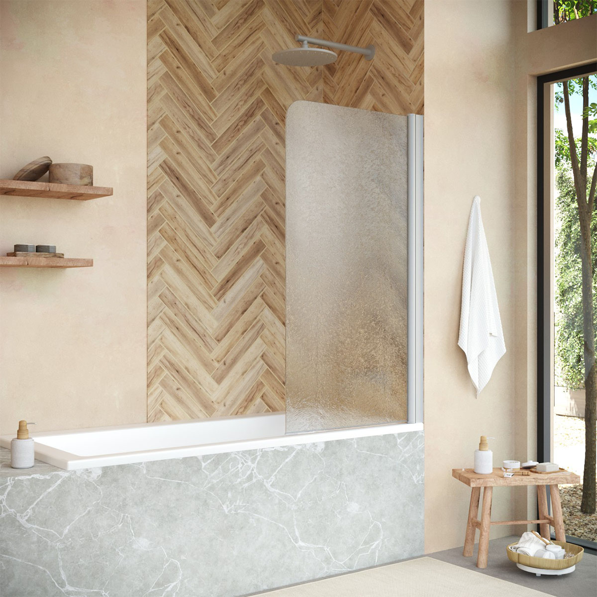 Шторка на ванну Vegas Glass  EV NOVO 70 07 02 R, профиль матовый хром, стекло шиншилла