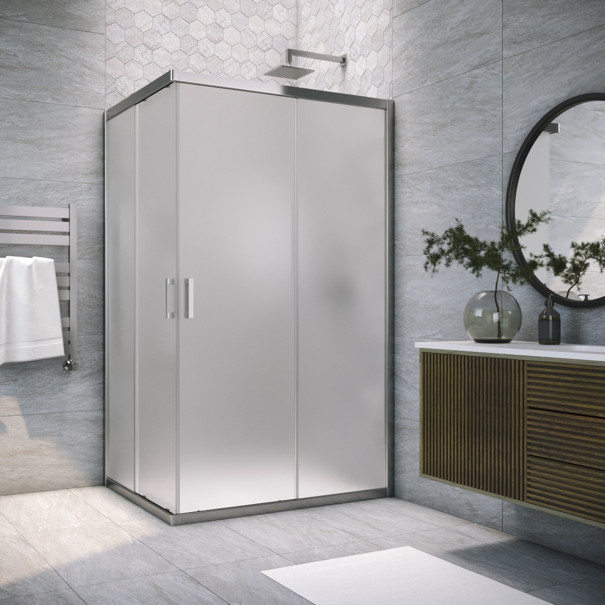 Душевой уголок Vegas Glass ZA-F TUR NOVO h1900 80*70 08 10, профиль глянцевый хром, стекло сатин