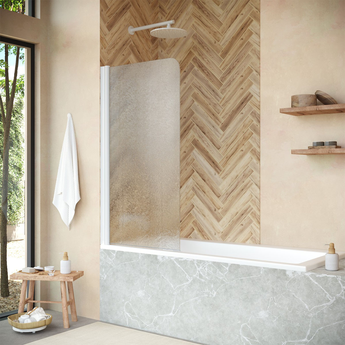 Шторка на ванну Vegas Glass  EV NOVO 70 01 02 L, профиль белый, стекло шиншилла