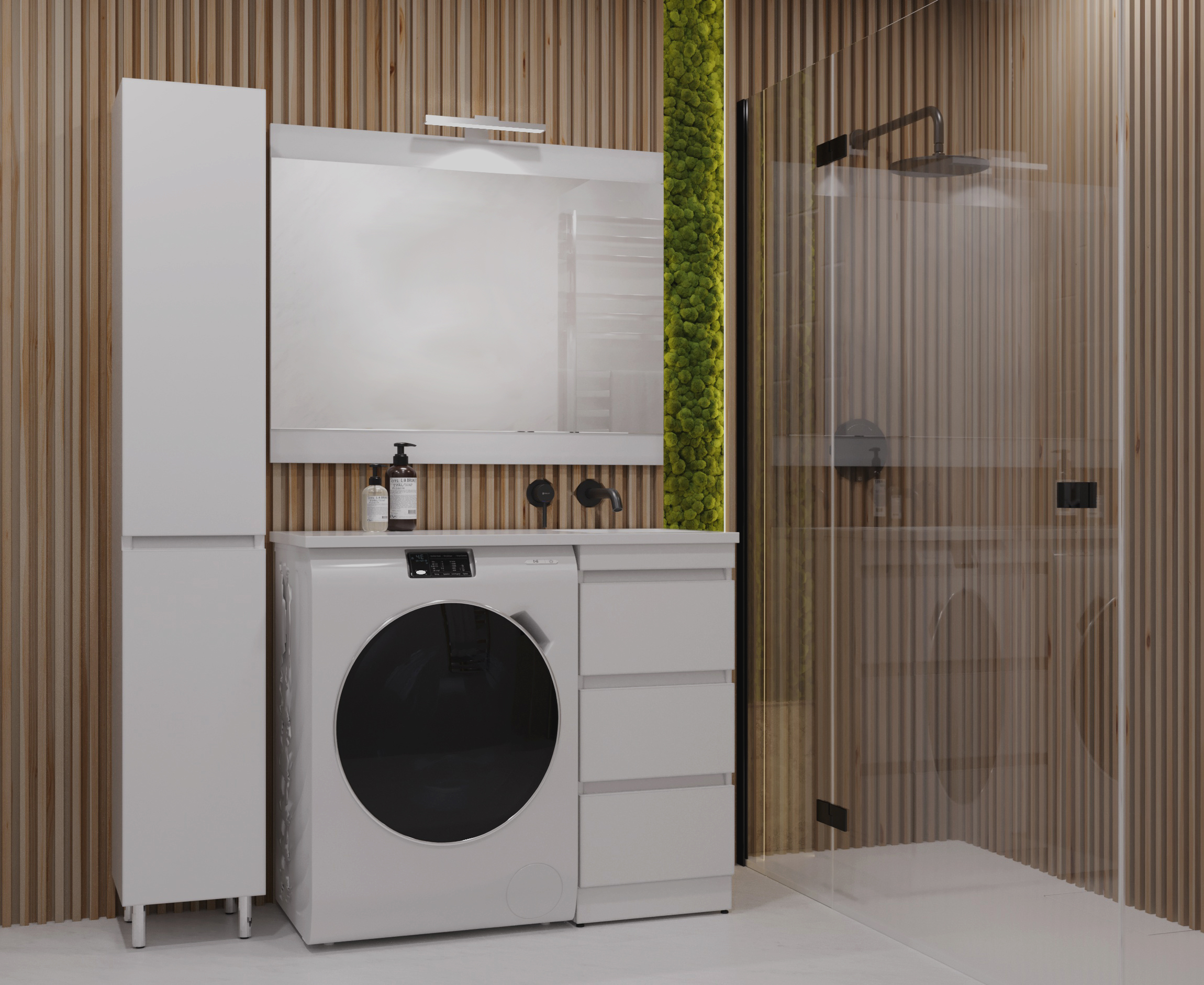 Тумба с раковиной Style Line Даллас 100 L Люкс белая 3 ящика, Plus напольная