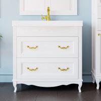 Тумба с раковиной ValenHouse Лиора 90 белая, фурнитура золото
