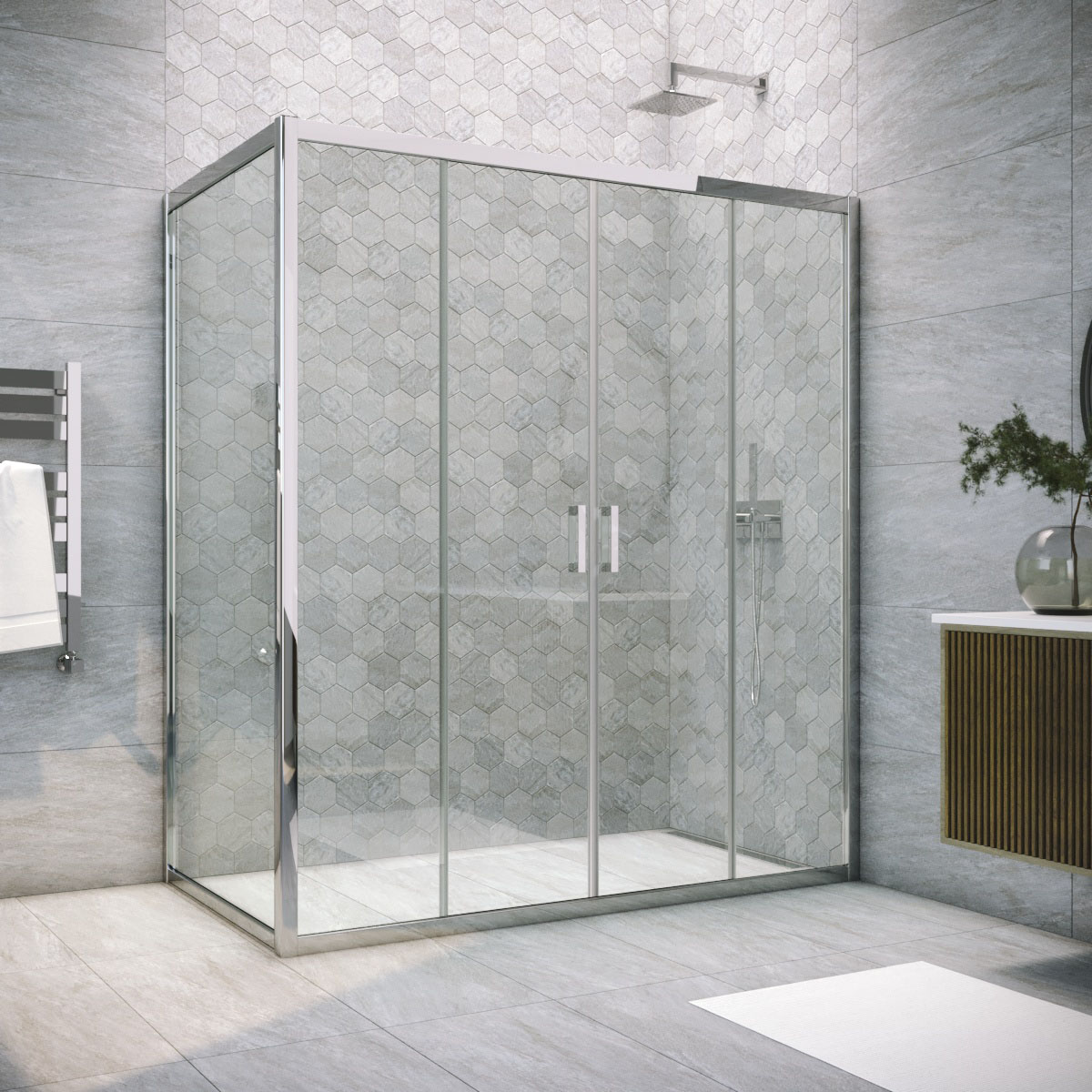 Душевой уголок Vegas Glass Z2P+ZPV TUR NOVO h1900 200*75 08 crystalvision, профиль глянцевый хром, стекло crystalvision