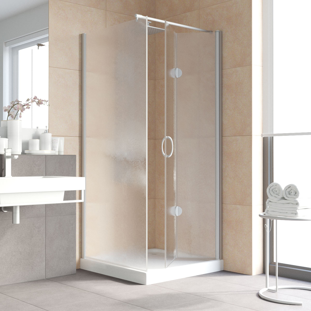 Душевой уголок Vegas Glass GPS-Fis LUX 80*120 07 02 R, профиль матовый хром, стекло шиншилла