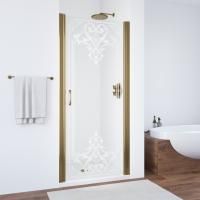 Душевая дверь в нишу Vegas Glass ЕР 60 05 ARTDECO D2 профиль бронза, стекло прозрачное рисунок матовый