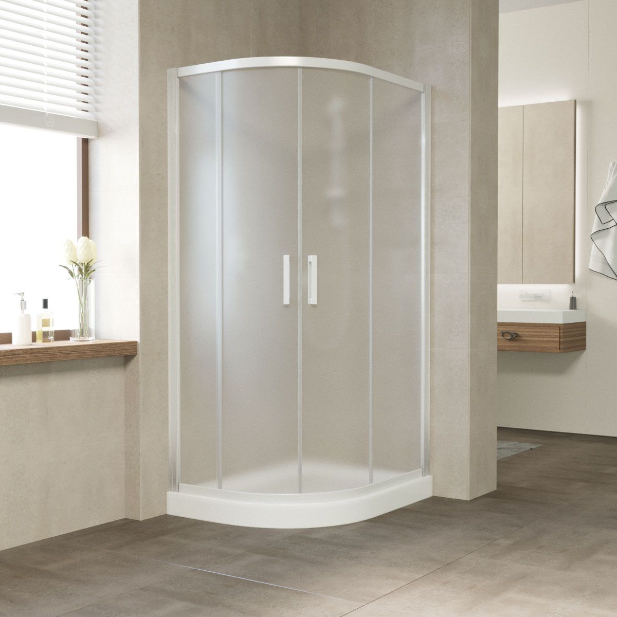 Душевой уголок Vegas Glass ZS-F NOVO h2000 120*110 01 10 профиль белый, стекло сатин