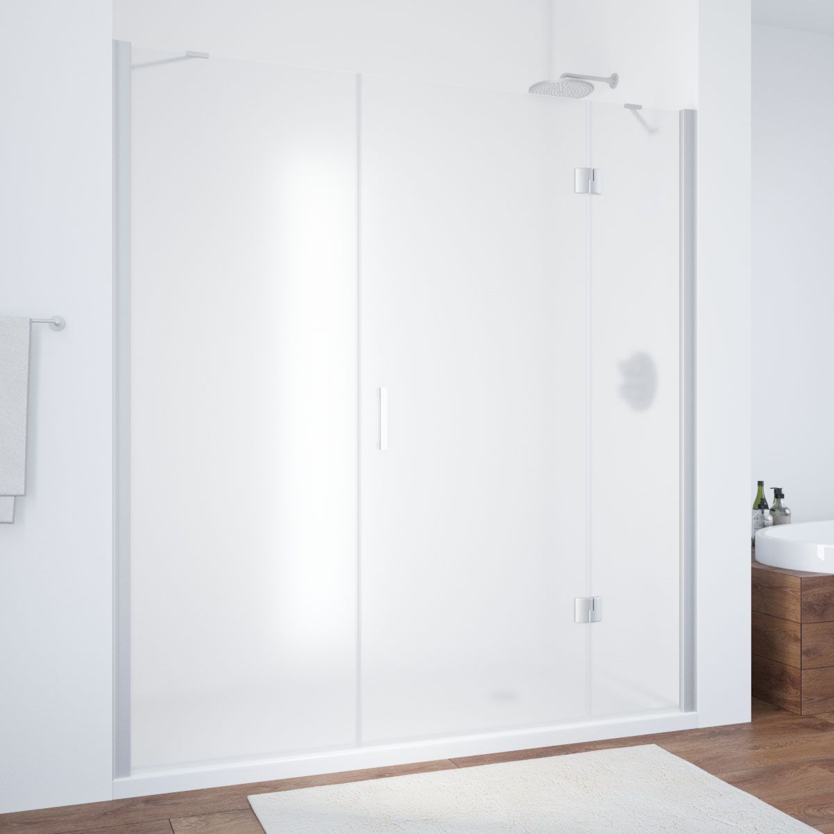 Душевая дверь в нишу Vegas Glass AFP-F NOVO 200 07 10 R профиль матовый хром, стекло сатин