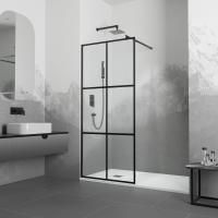 Душевая перегородка RGW Walk In WA-111B 90х195 профиль черный, стекло прозрачное