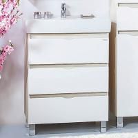 Тумба под раковину Бриклаер Токио 80/2 светлая лиственница, белый глянец