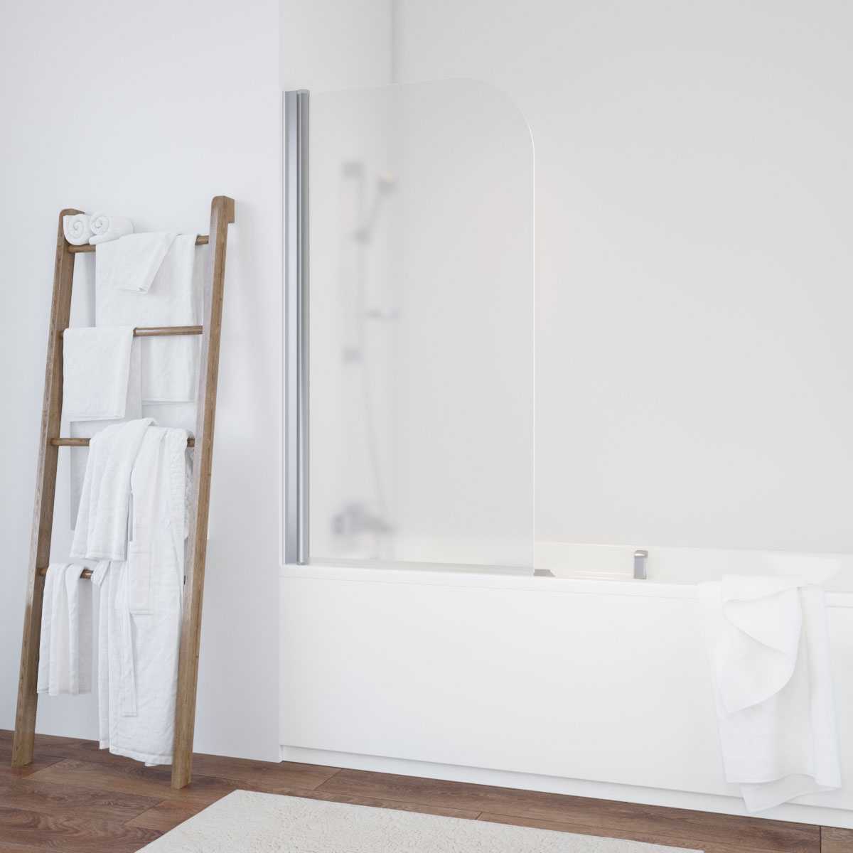 Шторка на ванну Vegas Glass EV 70 08 10 L, профиль глянцевый хром, стекло сатин