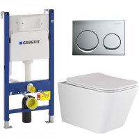 Инсталляция Geberit Duofix Delta 458.175.00.1 с кнопкой + унитаз подвесной Vincea Q-Line VT1-12T