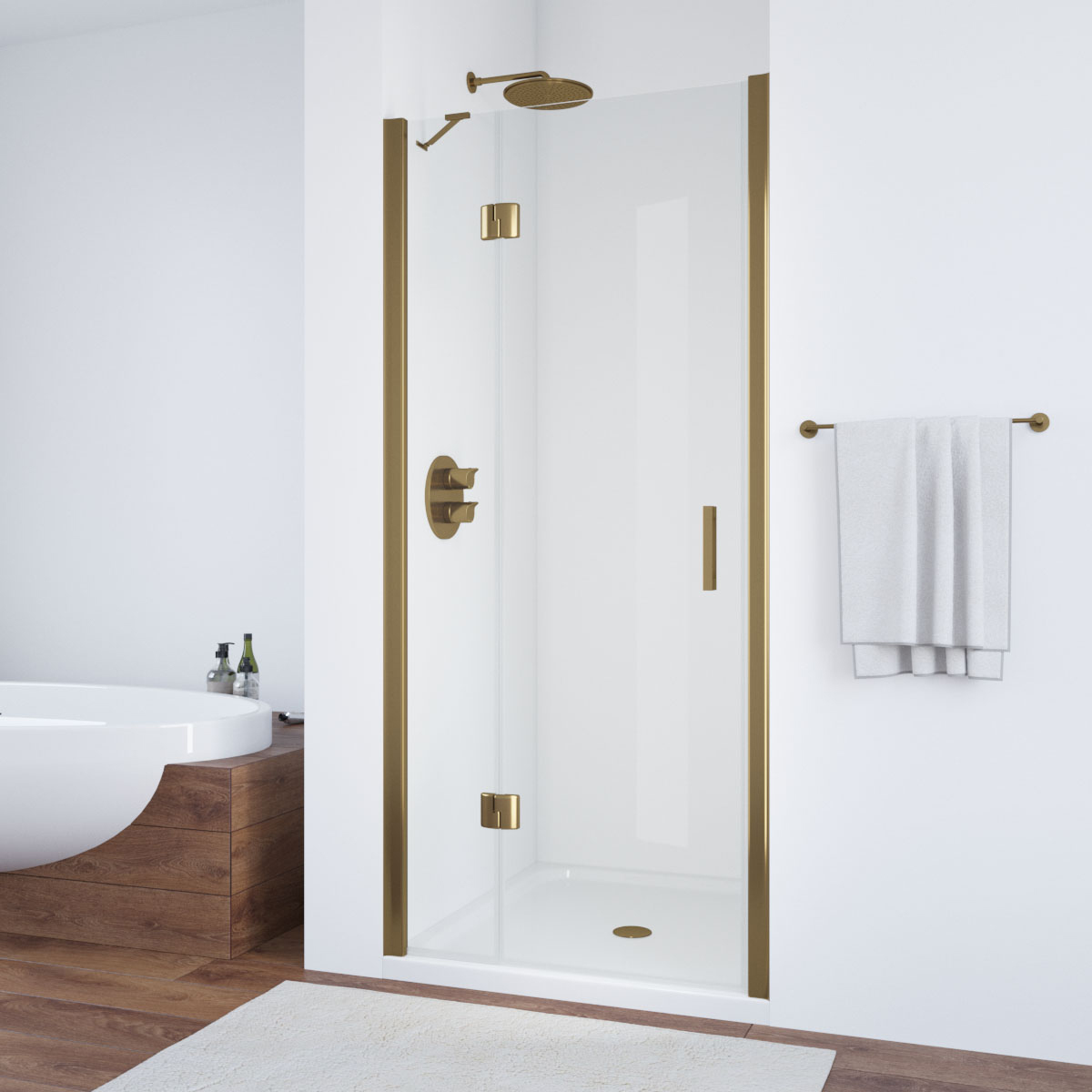 Душевая дверь в нишу Vegas Glass  AFP TUR NOVO h1890 90 05 01 L, профиль бронза, стекло прозрачное